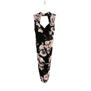Floral Sleeveless Ruched Bodycon Dress